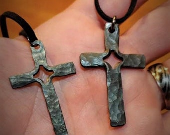 Hand-forged Split Cross necklace