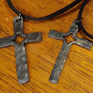 Hand-forged Split Cross necklace