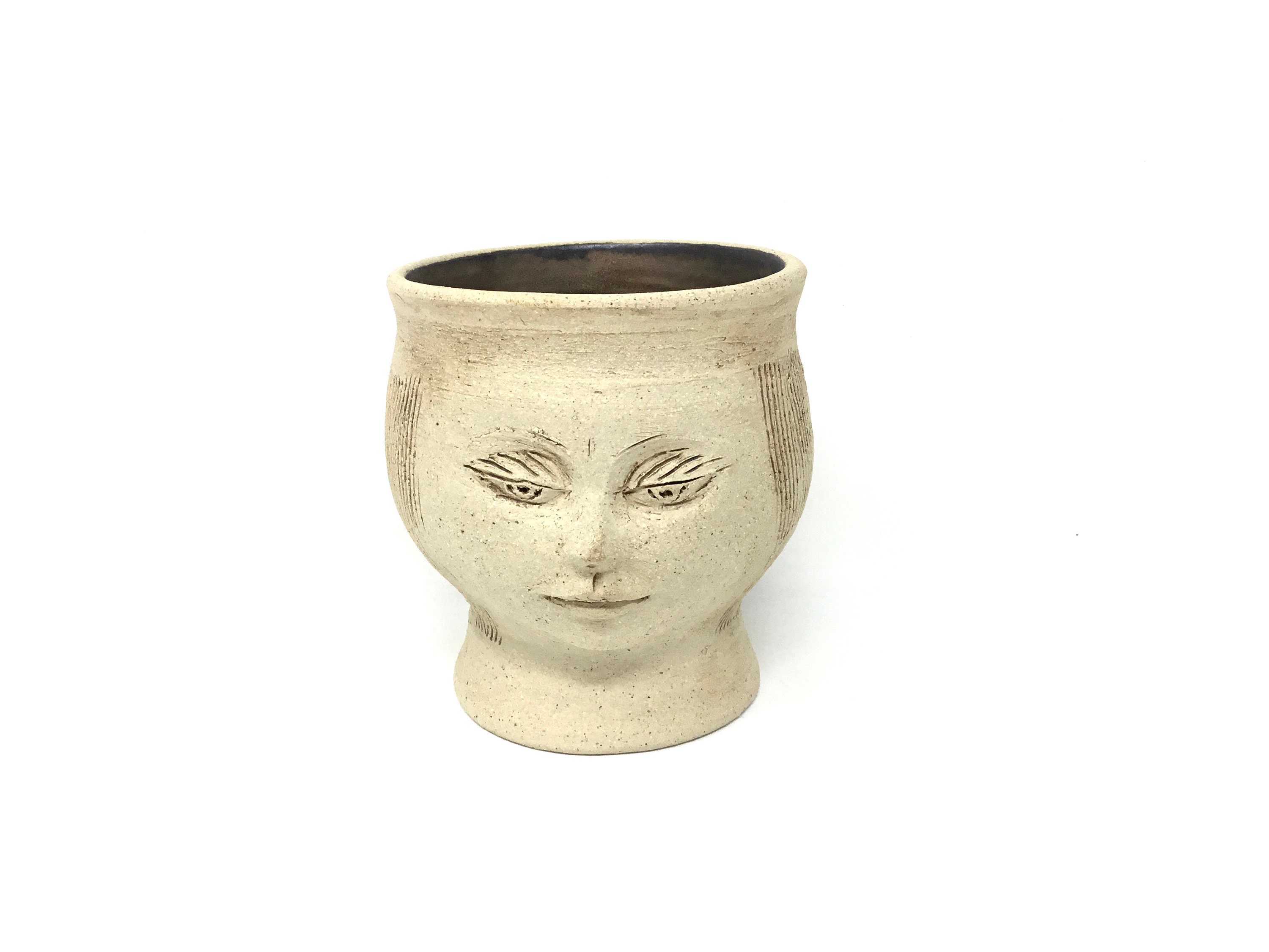 Fine art vase ceramic head vase head sculpture beige bronze Etsy