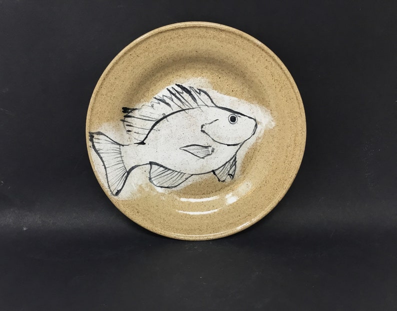 Pottery Fish Plate Hand Painted Pottery Plate With a Fish Etsy