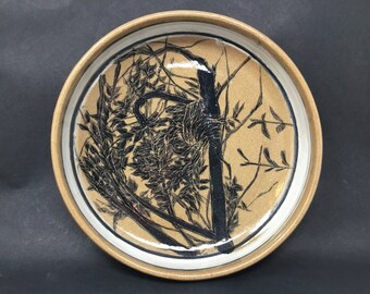 Ręcznie malowana ceramiczna miska do serwowania: wzór leśny, ceramika 9-calowa