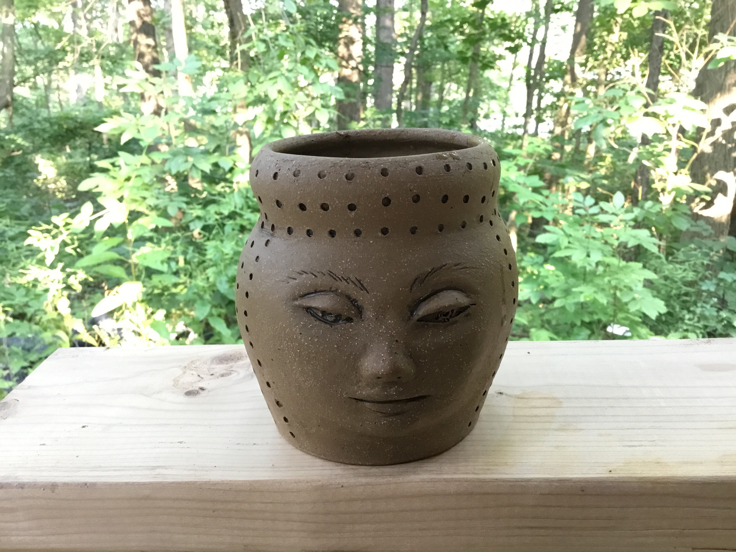 Pottery Head Vase Light Brown Head Sculpture Pottery Vase Etsy
