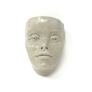 Beautiful face wall pocket, ceramic head vase, pottery wall vase, beige wall sconce