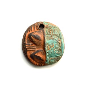 Green Orange Pottery Pendant: Boho Essential Oil Diffuser Textured Bead