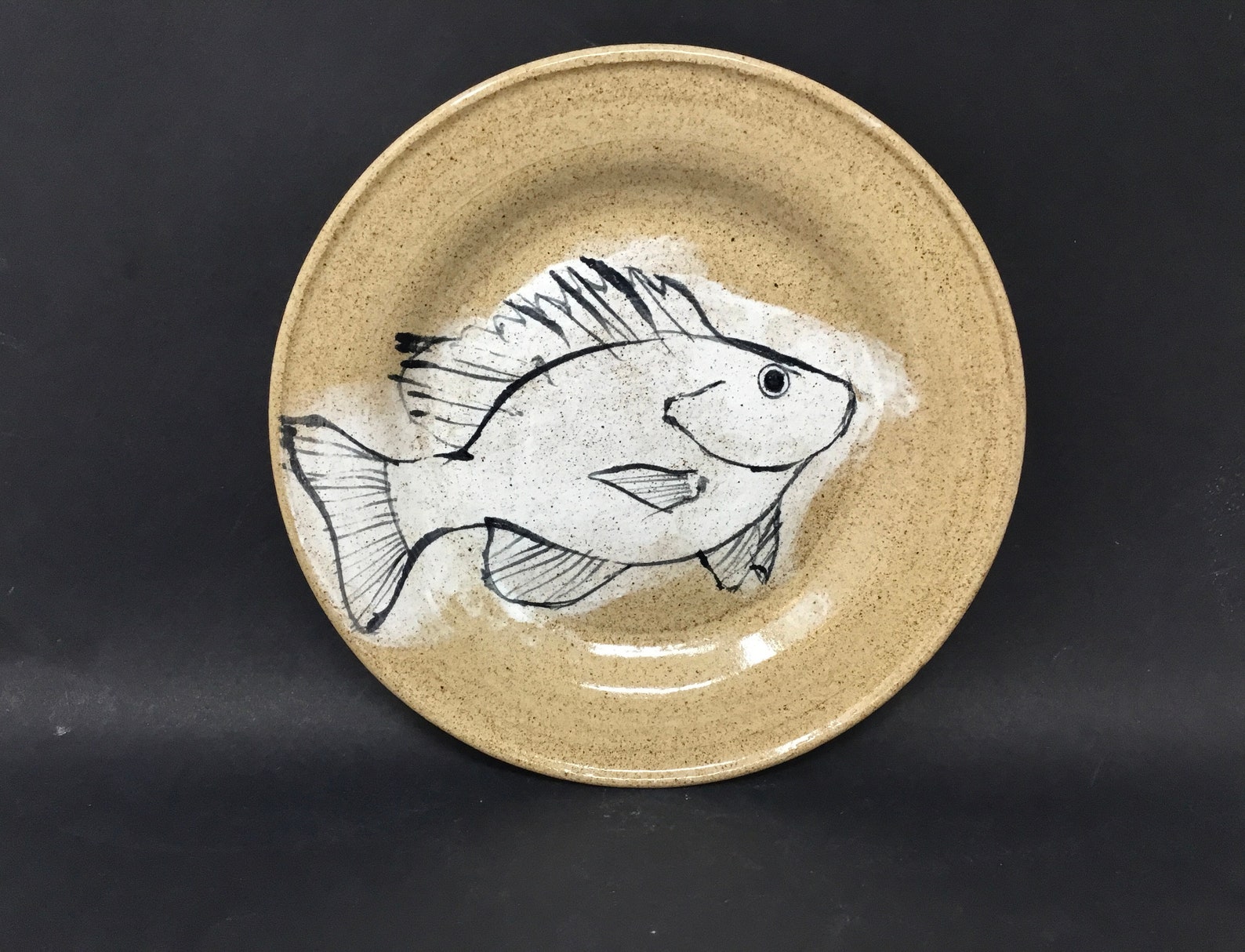 Pottery Fish Plate Hand Painted Pottery Plate With a Fish Etsy