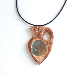 Amphora pendant, brown green necklace,  pottery pendant, ceramic jewelry,  unique necklace. Gift for her Christmas gift