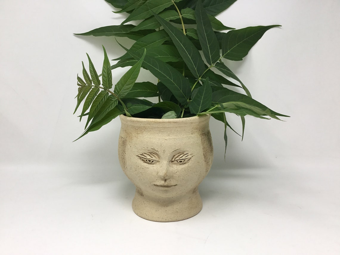 Fine art vase ceramic head vase head sculpture beige bronze Etsy