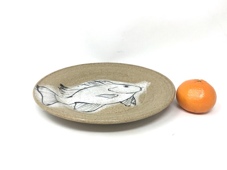 Pottery Fish Plate Hand Painted Pottery Plate With a Fish Etsy