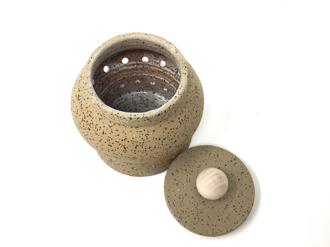 Pottery Garlic Holder With Holes Cute Ceramic Jar With Lid Etsy UK