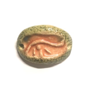 Pink green ceramic bracelet bar, bird design, pottery connector, clay bracelet bar, jewelry component
