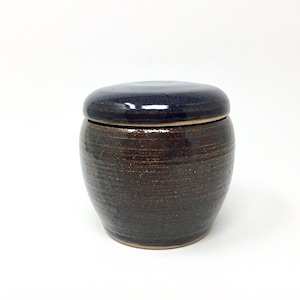 Blue brown jar, small pottery jar, jewelry box, cookie, spice jar, ceramic jewelry box, lidded jar, pottery gift, Birthday gift, for her