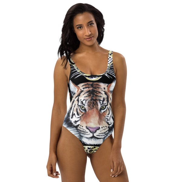 Tiger Face Swimsuit | Women's One-Piece Swimsuit | Plus Size Swim Suit