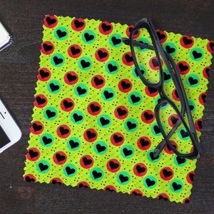 Heart Pattern Lens Cloth | Cute Lens Cloth | Lens Cloth | Eyeglass Cloth | Tech Gadget Cleaning Cloth | Eye Wear Accessories