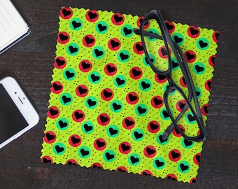 Heart Pattern Lens Cloth | Cute Lens Cloth | Lens Cloth | Eyeglass Cloth | Tech Gadget Cleaning Cloth | Eye Wear Accessories
