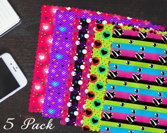 Cute Hearts Lens Cloth Pack | Girly Lens Cloths | Eyeglass Cloth | Tech Gadget Cleaning Cloth | Eye Wear Accessories | Lens Cloth