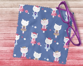 Cute Cats Lens Cloth | Girls Lens Cloth | Kids Lens Cloths | Eyeglass Cloth | Tech Cleaning Cloth | Eye Wear Accessories | Lens Cloths
