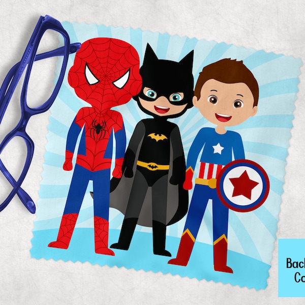 Superhero Lens Cloth | Kids Lens Cloths | Boys Lens Cloth | Eyeglass Cloth | Tech Gadget Cloth | Eye Wear Accessories | Lens Cloths