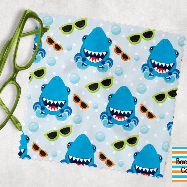 Sharks Pattern Lens Cloth | Kids Lens Cloths | Boys Lens Cloth | Eyeglass Cloth | Tech Gadget Cloth | Eye Wear Accessories | Lens Cloths