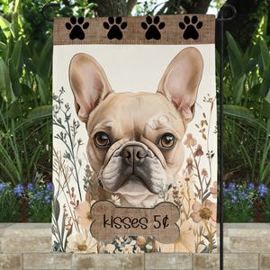 Frenchie Kisses Garden Flag | French Bulldog Garden Flag | Frenchie Kisses Flag | French Bulldog Garden Flag | Frenchie Yard Art
