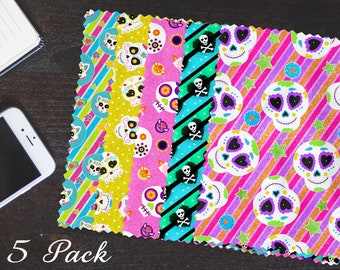 Skull Lens Cloth Pack | Girly Lens Cloths | Eyeglass Cloth | Tech Gadget Cleaning Cloth | Eye Wear Accessories | Lens Cloth