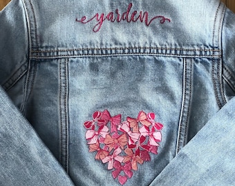 Heart Of Bows Embroidered Denim Jacket