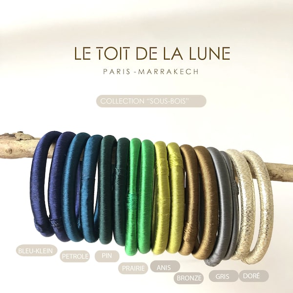 Jonc en fils de sabra,soie végétale ,bijoux ,jonc femme, bracelet vert ,bleu, kaki, gris.