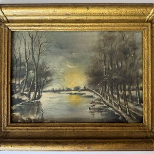 1800s Signed Marchal? European School Oil on Board Primitive Painting