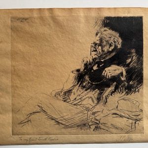 Important DC Sturges Drypoint Etching, Signed and Dedicated