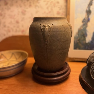 Richard Freiwald Beetle Vase Matte Green Arts and Crafts Pottery