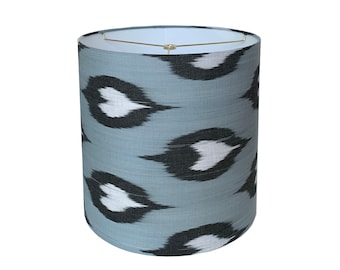 Ikat  Drum Lampshade-Grey  White Lamp Shade -Custom Made-To-Order-Home Decor-Table Lamp-Grey  Lampshade -Lamp shade