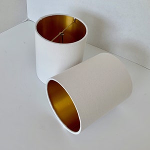 SOLD INDIVIDUALLY- Handcrafted White Cotton Sconce Shade: Gold Interior