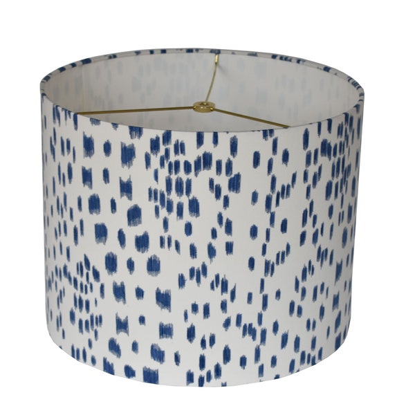 Blue Les Touches Drum Lampshade-Animal print  Lamp Shade-Custom MadeBrunschwig & Fils-Made To-Order-Home Decor-Table Lamp-High End Lampshade