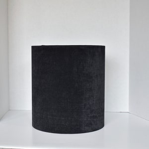 Black Velvet Drum Lampshade-Velvet  Lamp Shade- Lampshade-Custom Made-To-Order-Home Decor-Table Lamp-Black Lampshade-Monochrome Lampshade