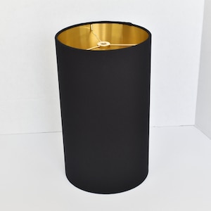 Black Drum Lampshade Cotton Twill Lamp Shade Brushed Gold Lampshade custom Made to order home Decor table Lamp black Gold Lamp Shade Etsy
