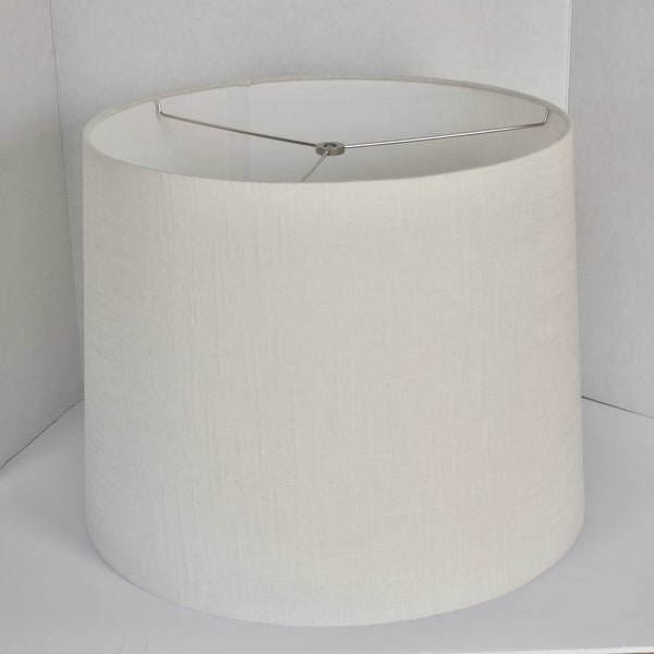 Off White Linen Lamp Shade - Custom Made-To-Order-Home Decor-Table Lamp -  Lampshade white lining  Drum Lampshade- Table Lamp