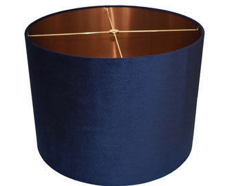 Navy Copper  Velvet Drum Lampshade-Velvet  Lamp Shade- Lampshade-Custom Made-To-Order-Home Decor-Table Lamp-Velvet Lampshade