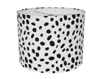 Black and White Drum Lampshade-Animal Print  Lamp Shade- Monochrome Lampshade-Custom Made-To-Order-Home Decor-Table Lamp