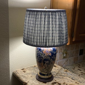 Floral Pleated Lampshade – Lee Jofa Oreto Indigo Fabric
