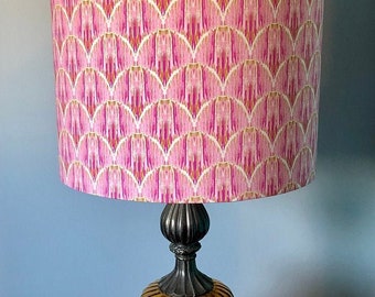 Ikat Rose Lampshade- Gold Pink Lamp Shade- Pink lamp shade -Made To-Order-Home Decor-Nursery Lamp Shade-Floral Lamp