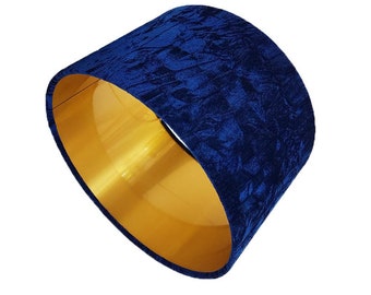 Navy Gold Crushed Velvet Drum Lampshade-Velvet  Lamp Shade- Lampshade-Custom Made-To-Order-Home Decor-Table Lamp-Velvet Lampshade