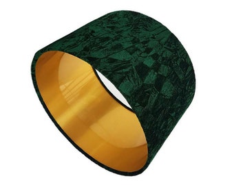 Green Emerald  Crushed  Velvet Drum Lampshade-Velvet  Lamp Shade- Lampshade-Custom Made-To-Order-Home Decor-Table Lamp-Designer Lampshade
