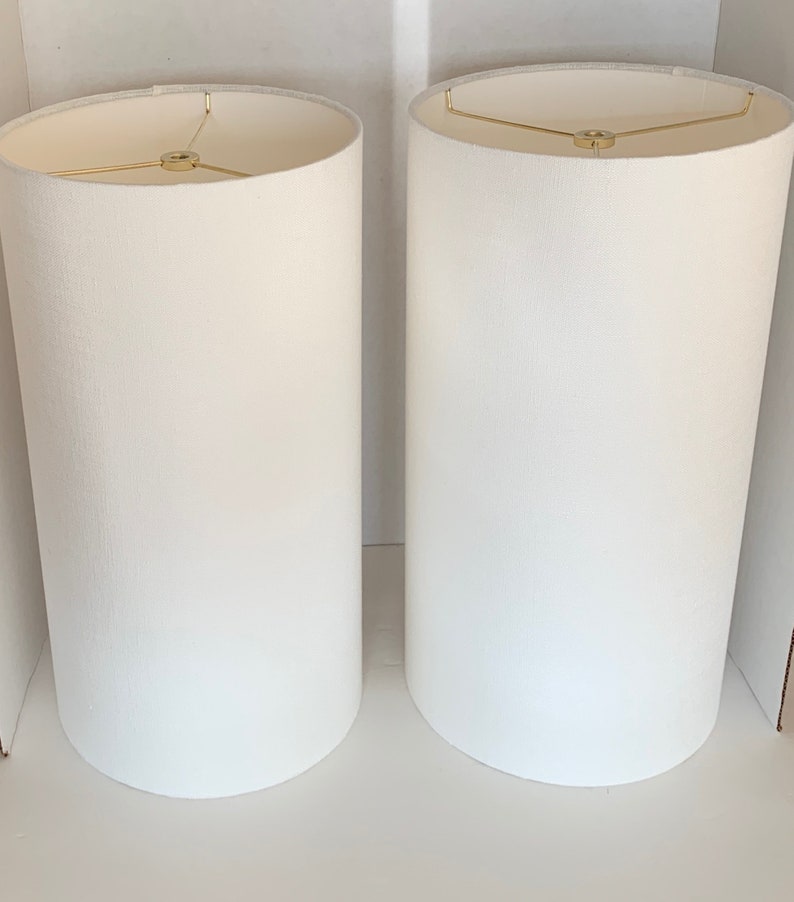 White Linen Lamp Shade Custom Madetoorderhome Decortable Etsy
