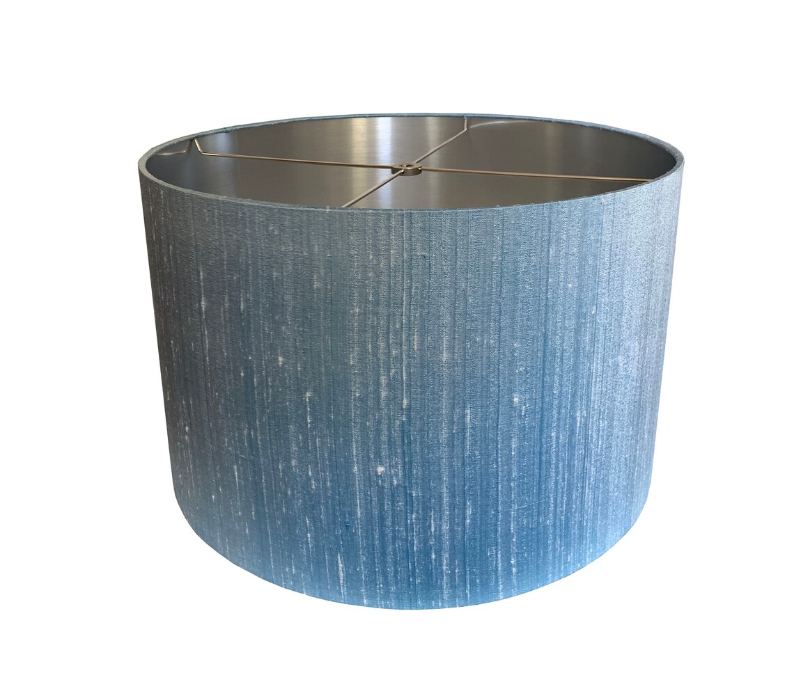Light Blue Silk Drum Lampshade Blue Lamp Shade Custom Etsy