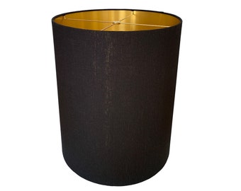 Black  Drum Lampshade-  Linen  Lamp Shade- Brushed Gold Lampshade-Custom Made-To-Order-Home Decor-Table Lamp-Black Gold Lamp Shade