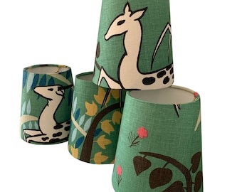Custom Sconce Shade-4 Chandelier Shade-Colorful Lamp Shade-Patterned Lamp Shade-Jade Schumacher Antelopes -Made to Order