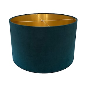 Teal  Velvet Drum Lampshade-Velvet  Lamp Shade- Lampshade-Custom Made-To-Order-Home Decor-Table Lamp-Designer Lampshade-Gold Velvet Decor