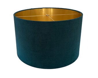 Teal  Velvet Drum Lampshade-Velvet  Lamp Shade- Lampshade-Custom Made-To-Order-Home Decor-Table Lamp-Designer Lampshade-Gold Velvet Decor