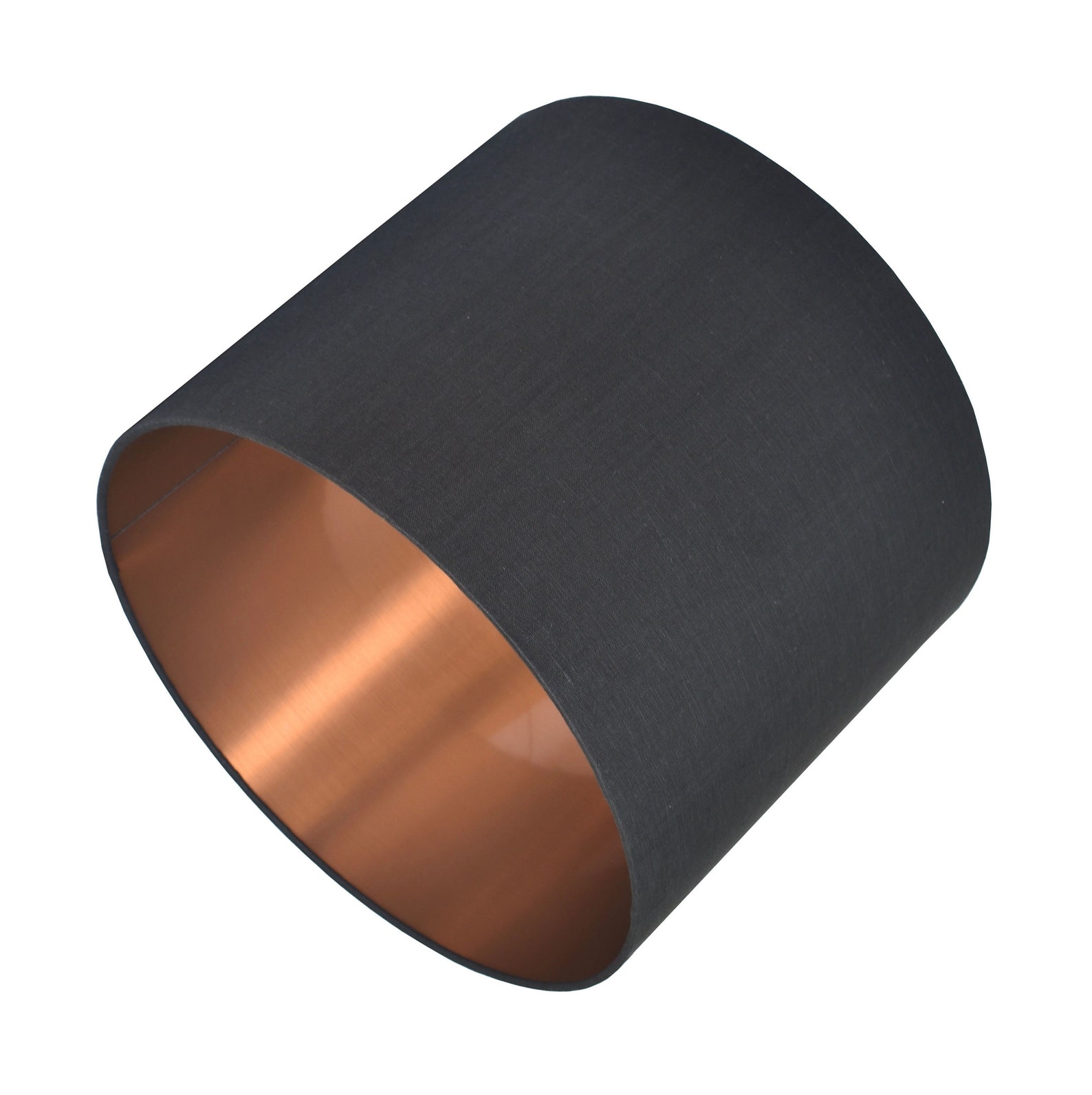 Black Drum Lampshade Linen Lamp Shade Brushed Copper Etsy