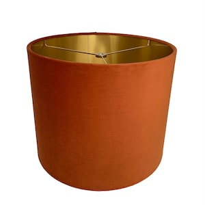 Rust  Velvet  Gold  Drum Lampshade- Lamp Shade- Lampshade-Custom Made-To-Order-Home Decor-Table Lamp