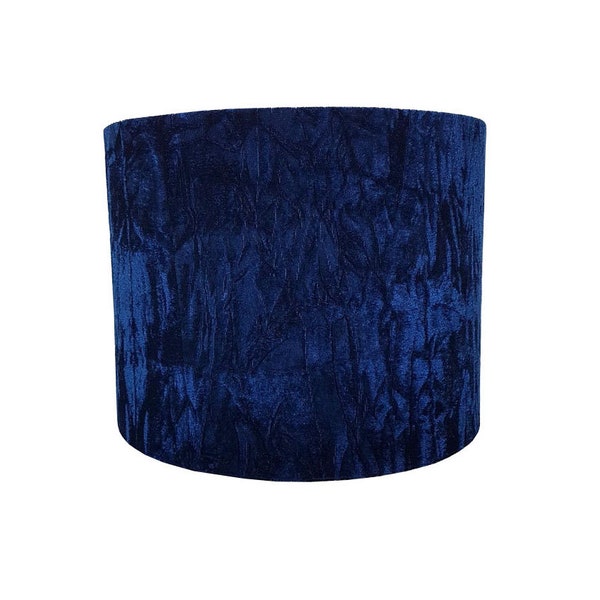 Navy Crushed Velvet Drum Lampshade-Velvet  Lamp Shade- Lampshade-Custom Made-To-Order-Home Decor-Table Lamp-Blue Lampshade